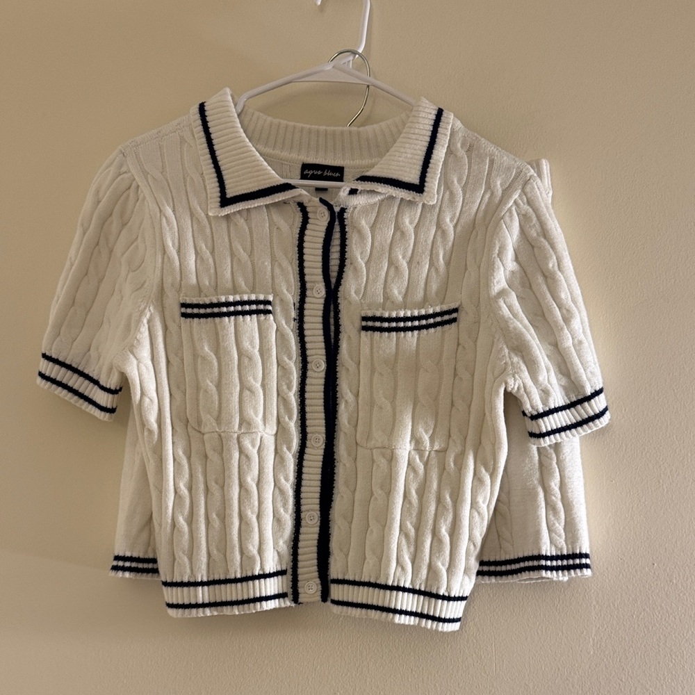 Aqua Blues Academia Cable Knit Set